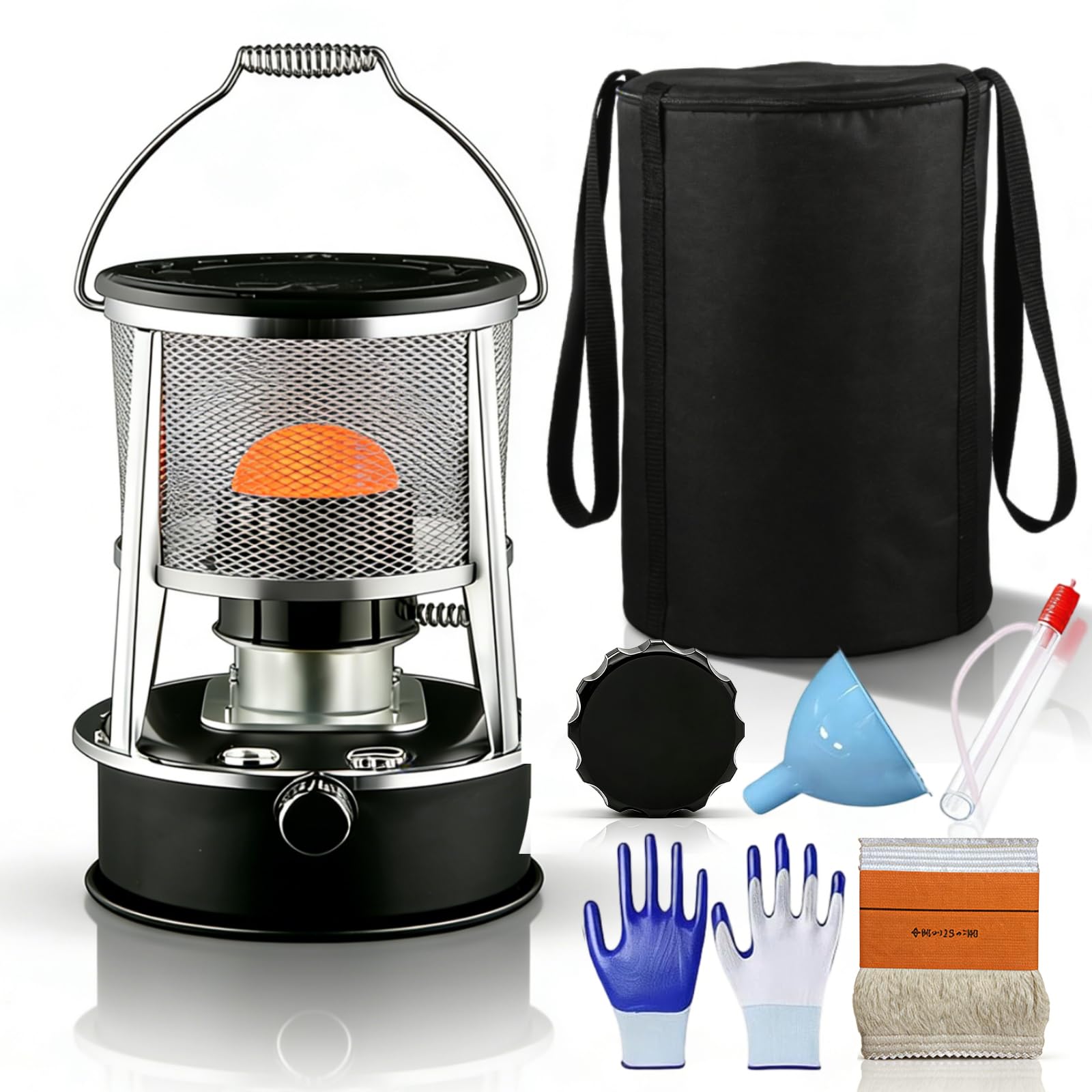Kerosene Heaters for Indoor Use, 2 in 1 Portable Kerosene Heater & Stove, 9000 BTU Non Electric Heater for Large Rooms,18-21h Runtime, for Tents, Garage, Ice Fishing, Camping & Emergency Use (Black)
