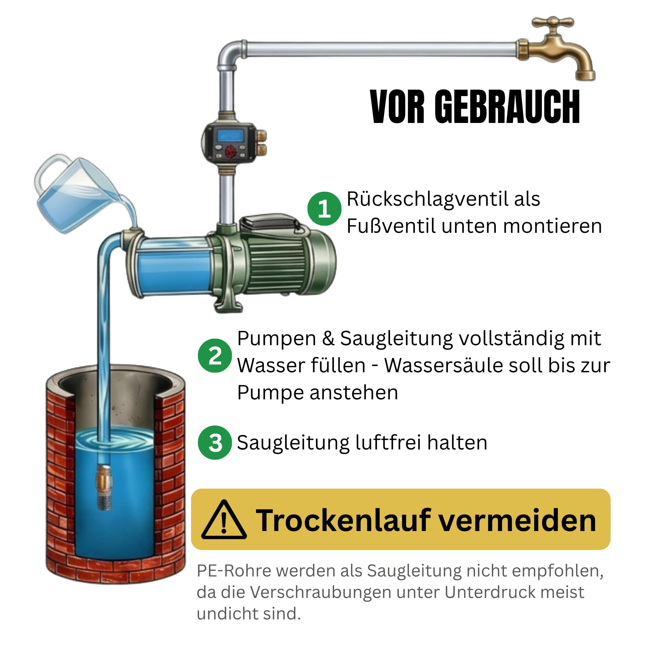 Hauswasserwerk 50 L 10.000 L/h Gartenpumpe Edelstahl 2100 Watt 7,8 Bar einstellbarer Druckschalter/Trockenlaufschutz