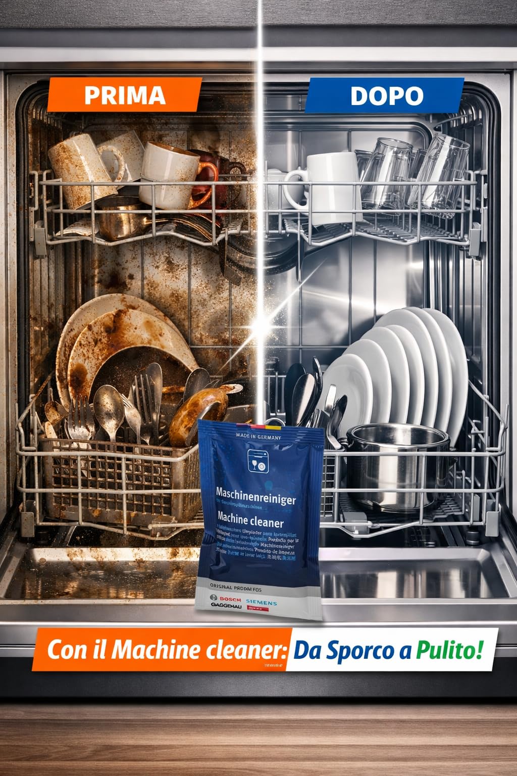 3 x 45 g (Multi Pack 4) nettoyant dégraissant dans un sac pour lave-vaisselle 12 x 45 g. Compatible avec Bosch Siemens Neff Gaggenau NEW