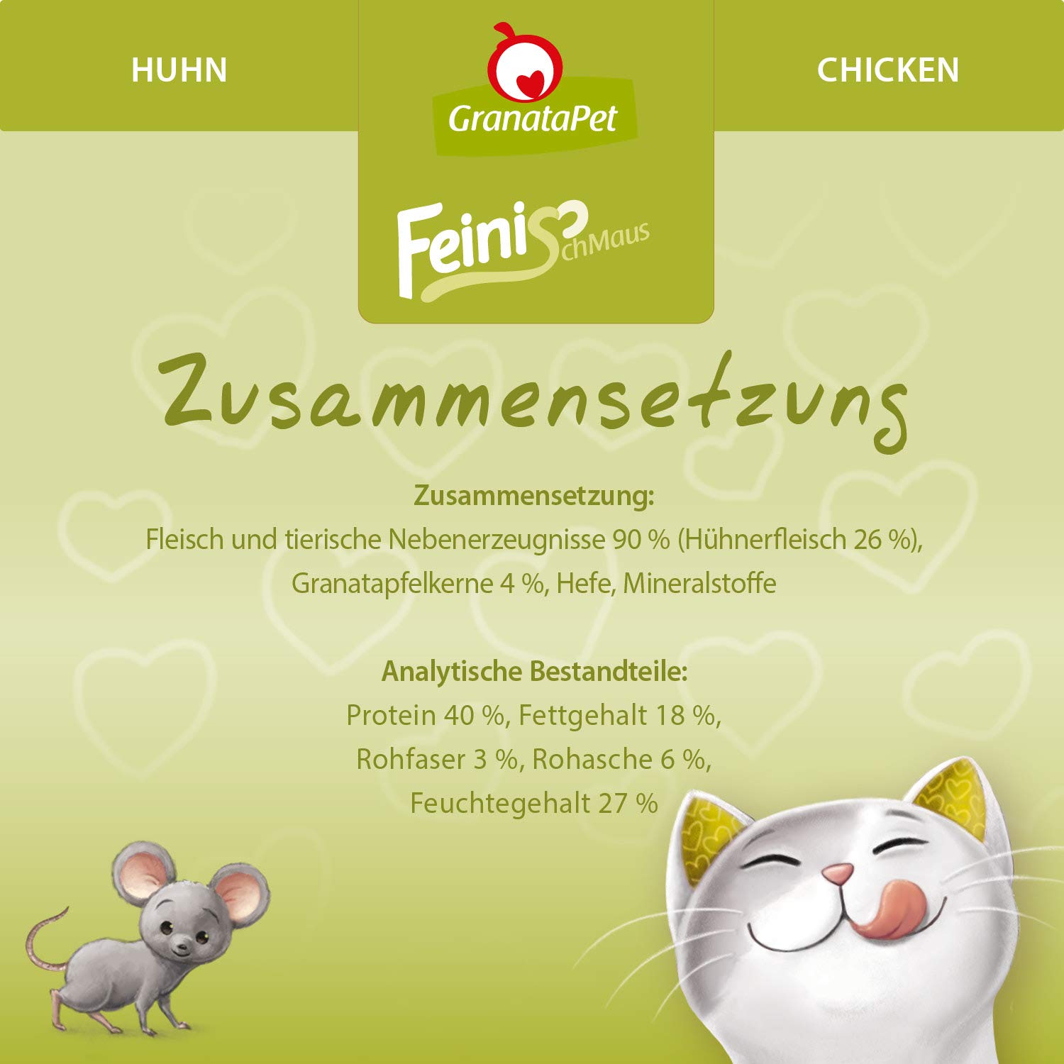 GranataPet FeiniSchmaus Kurczak, 50g | Bez zbóż, Bez dodatku cukru, Miękki przysmak z tauryną, Made in Austria
