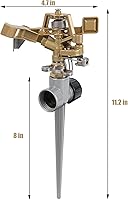 Vista 3 de Biswing Paquete de 2 Aspersores de Impacto con Soporte (Estaca), Cabezal de Aspersor de Césped de Aleación de Zinc Resistente sobre Base de Estaca