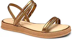 SANDÁLIA PAPETE FEMININA DAKOTA Y8441 FLATFORM METALIZADA Cor:Bronze;Tamanho:37