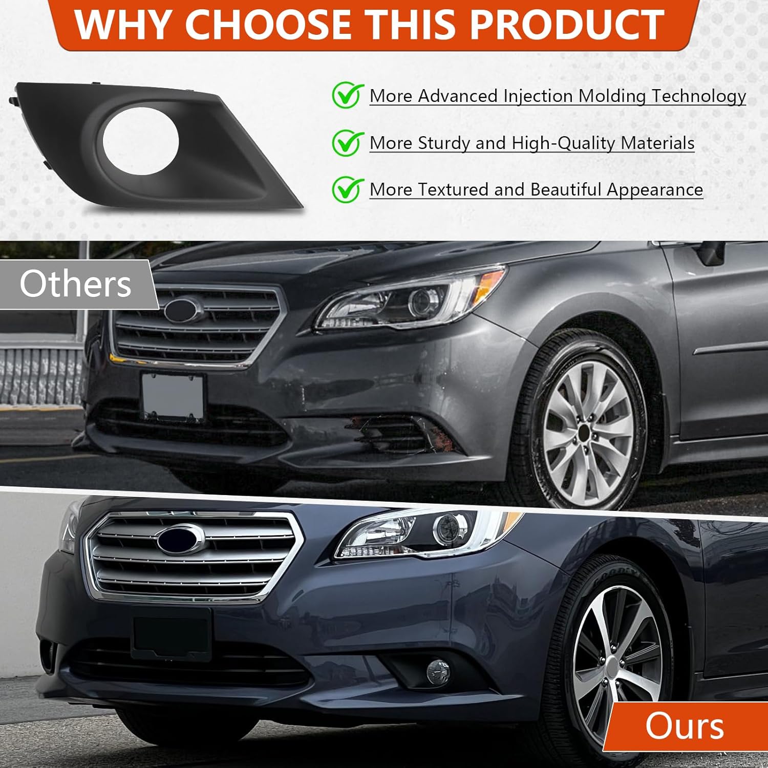 Fog Light Cover for Subaru Legacy 2015 2016 2017 Accessories, Fog Lamp Covers Left Right Replacement Waterproof and Prevent Dirt Fog Light Bezel Garnish Covers, W/Fog Light Hole