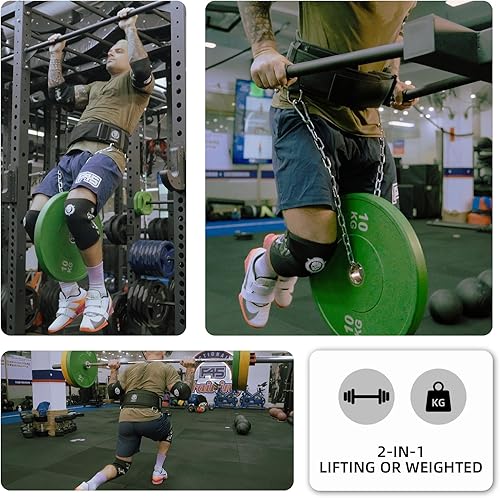 Miniatura 5 de Cinturón de levantamiento de pesas 2 en 1 y cinturón de inmersión con cadena para entrenamiento de pesas adicional, levantamiento de pesas,