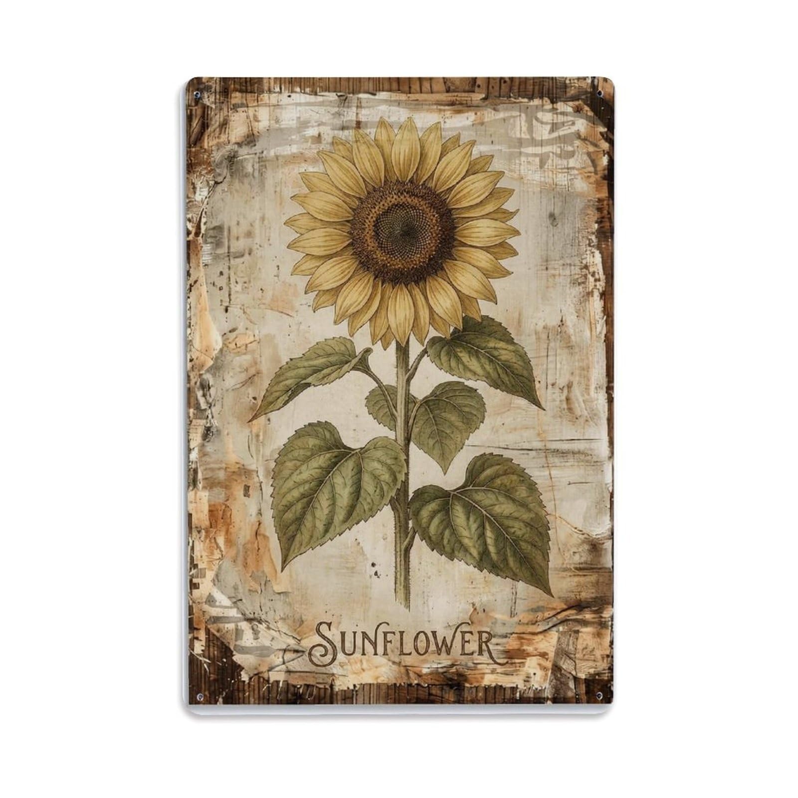 Fqnyr Style Sunflower Bloom Garden Metal Tin Sign Plaque Wall Decor For Cafe, Club Bar, Office, Home Garden Metal Poster 8X12inch