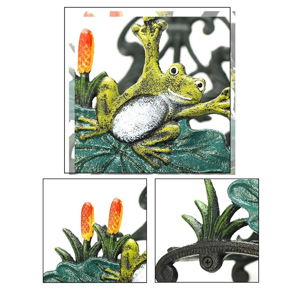 ETomey Metall-Schlauchständer, Schlauchständer, Wandmontage, robuster Schlauchhalter mit Frosch-Dekoration und Gemälde-Design, dekorative rustikale Gusseisen-Schlauchständer-Rolle