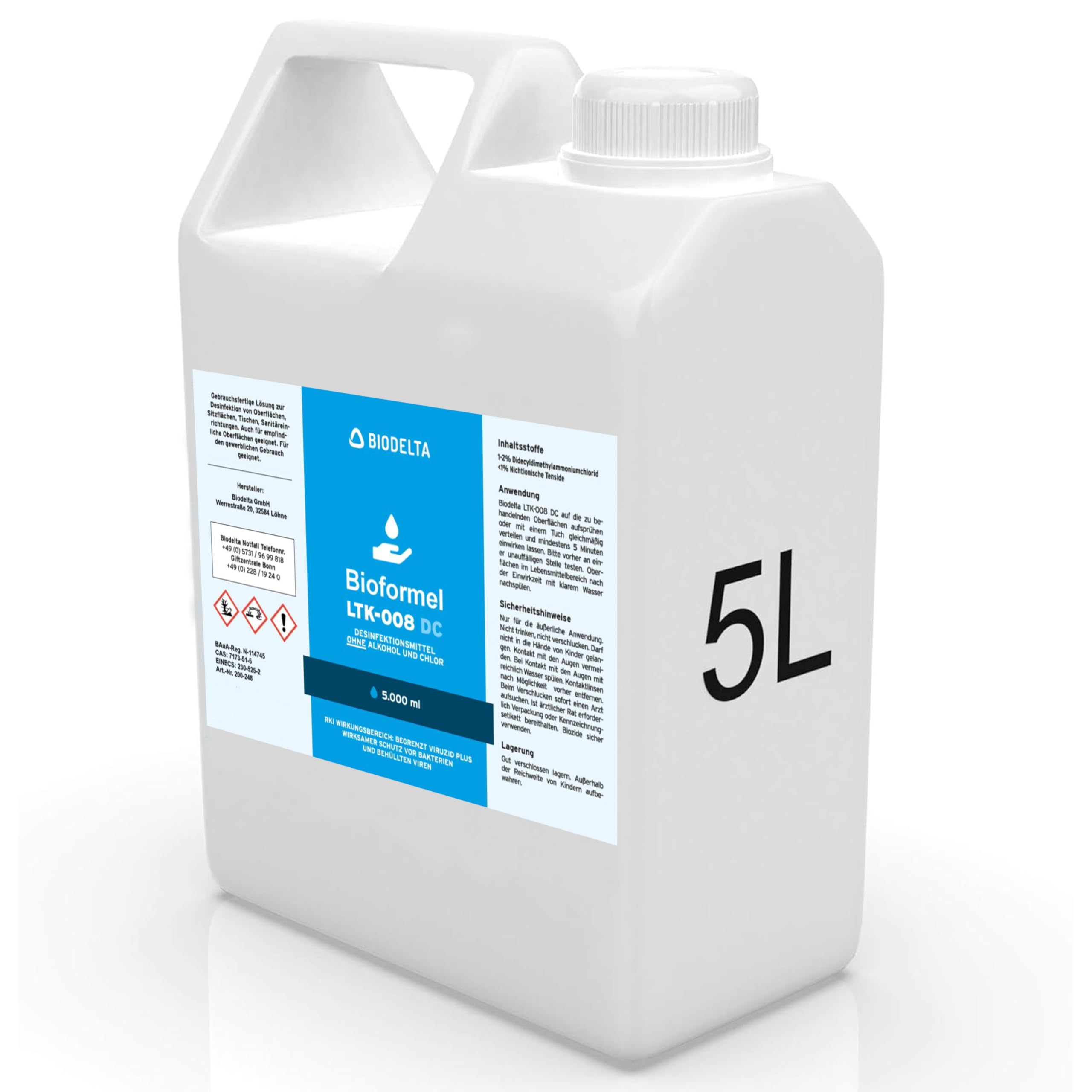 BioFormel DC Flächendesinfektionsmittel 5L | Desinfektionsmittel | LTK-008 | Made in Germany