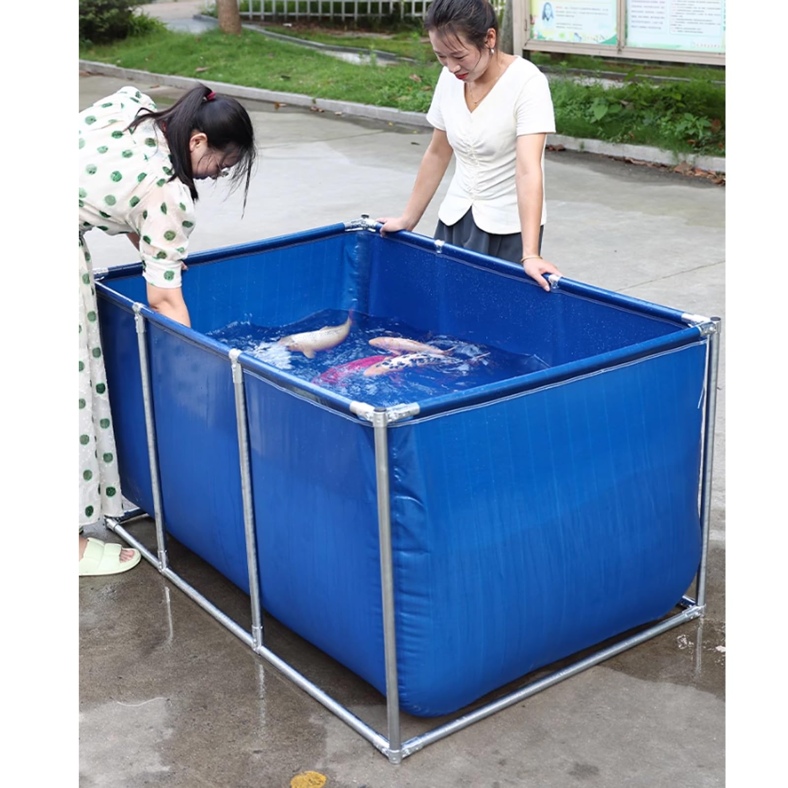 Generico Kit Piscina Fuori Terra Rettangolare con Struttura in Metallo, Piscina per Esterni Adatta alle Famiglie, capacità 1800 Litri, Serbatoi d'Acqua multifunzionali, Anti-Perdita, Altezza 2,6 Pied