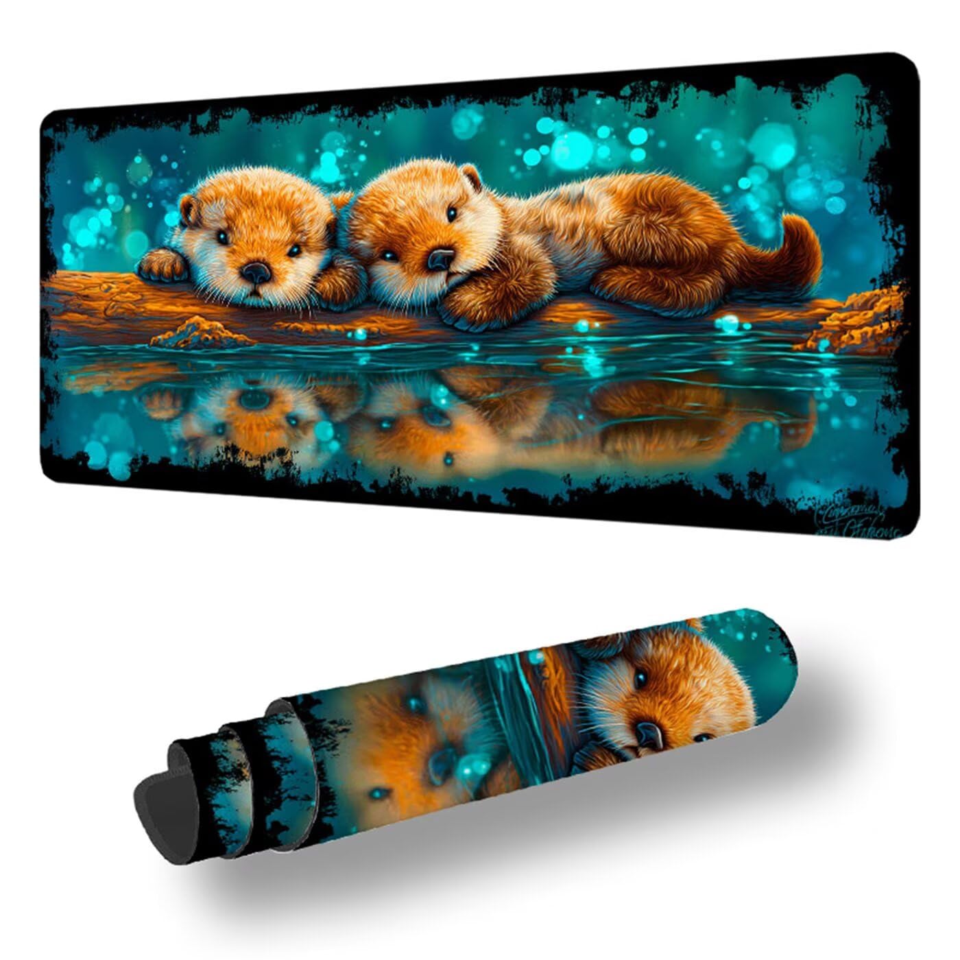 Podkładka pod mysz XXL 1200 x 600 mm duża podkładka pod mysz dla graczy leniwce pod ręką biurko szyte krawędzie antypoślizgowe do komputera, laptopa poprawia dokładność i szybkość, zwierzę S-6563