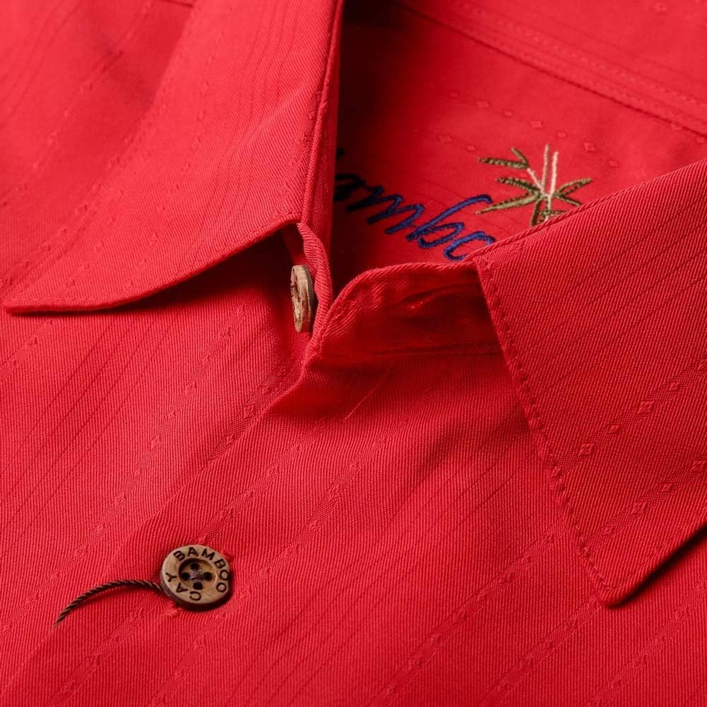 Bamboo Cay Mens Short Sleeve Flying Bamboos Casual Embroidered Woven Shirt - Image 2