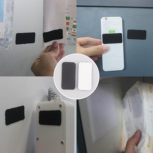 Miniatura 6 de HUAYY Hojas rectangulares de gancho y bucle autoadhesivas (negro, 48 pares de 1 x 2 pulgadas), cierres adhesivos de fuerza industrial, cinta de