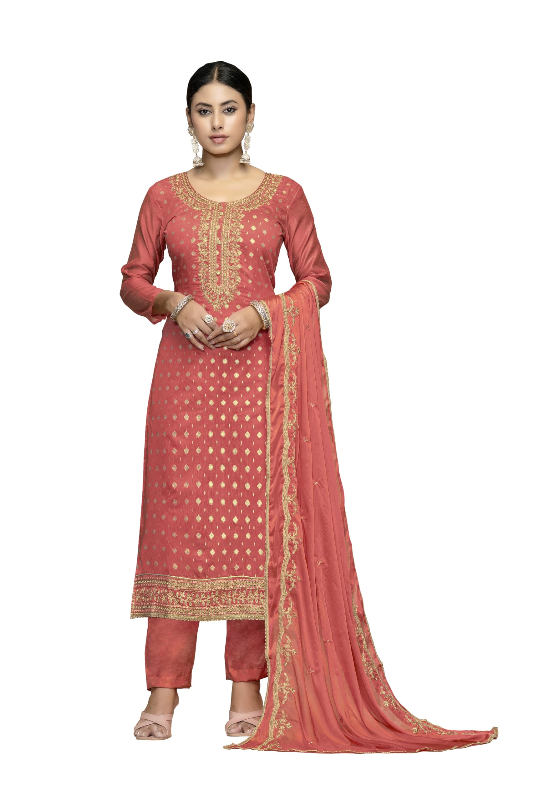 Indian Panjabi Ethnic Churidar Classic Designer Heavy Work Salwar Suit for Women Girls
