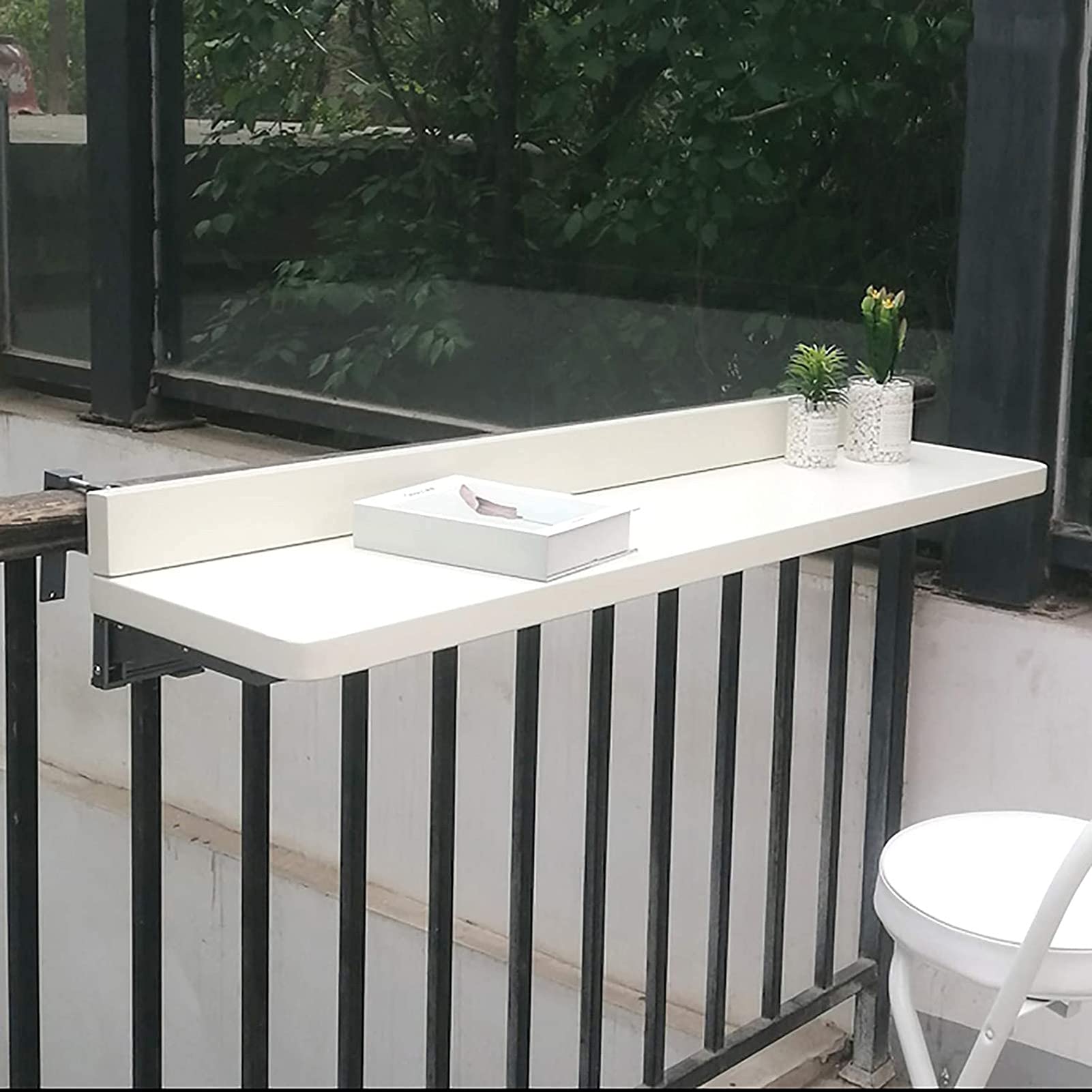 Tavolo Pieghevole per ringhiera da Balcone per Esterni - Bancone da Bar sospeso in Lega di Alluminio Resistente alle intemperie, Ideale per pranzi e cene in casa e per Il Tempo Libero, Desig