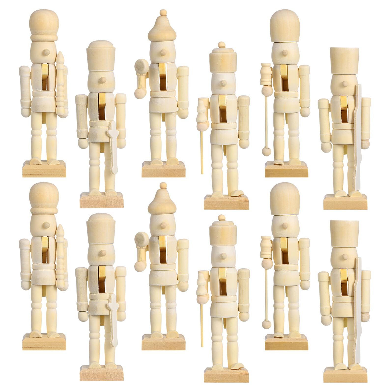 jojofuny 12 Casse-Noisettes en Bois Vierges à Peindre – Figurines Soldats de Noël – Artisanat Créatif pour Garçon et Filles – Décoration Festive Personnalisable – Décorations de Bureau et