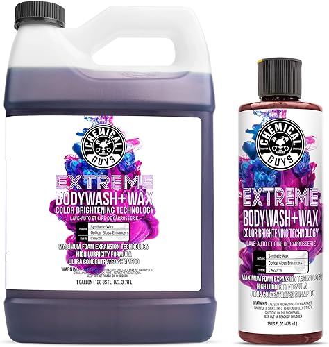 Chemical Guys CWS207 Extreme Body Wash - Kit de jabón y repuesto para lavado de autos, 2 botellas - (1) 16 onzas y (1) galón (funciona con cañones