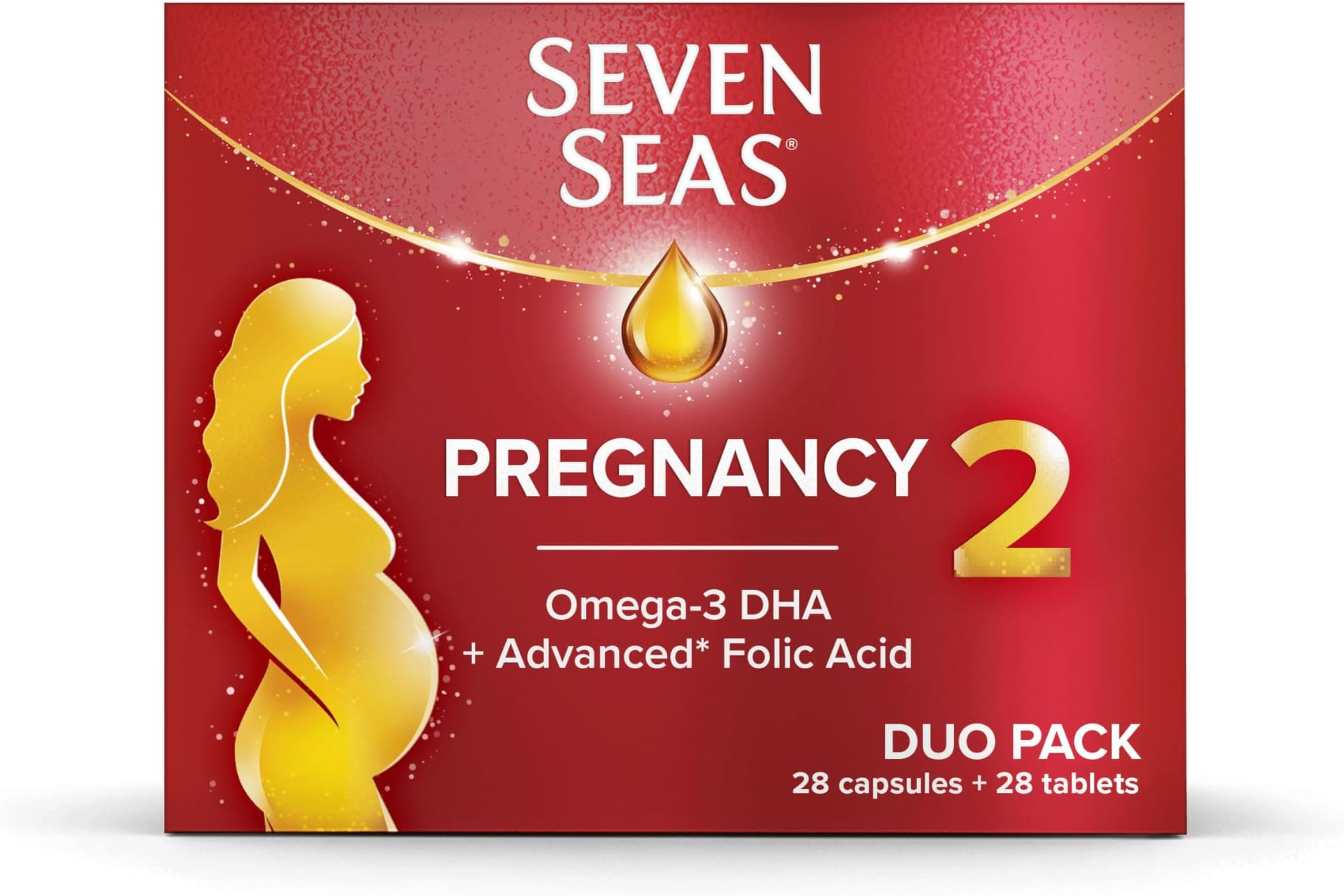 Seven Seas Pregnancy, Pregnancy Vitamins With Omega-3 DHA And Advanced* Folic Acid, Iron, Vitamins B6 And B12, 28 Capsules plus 28 Tablets, 4-Week Supply