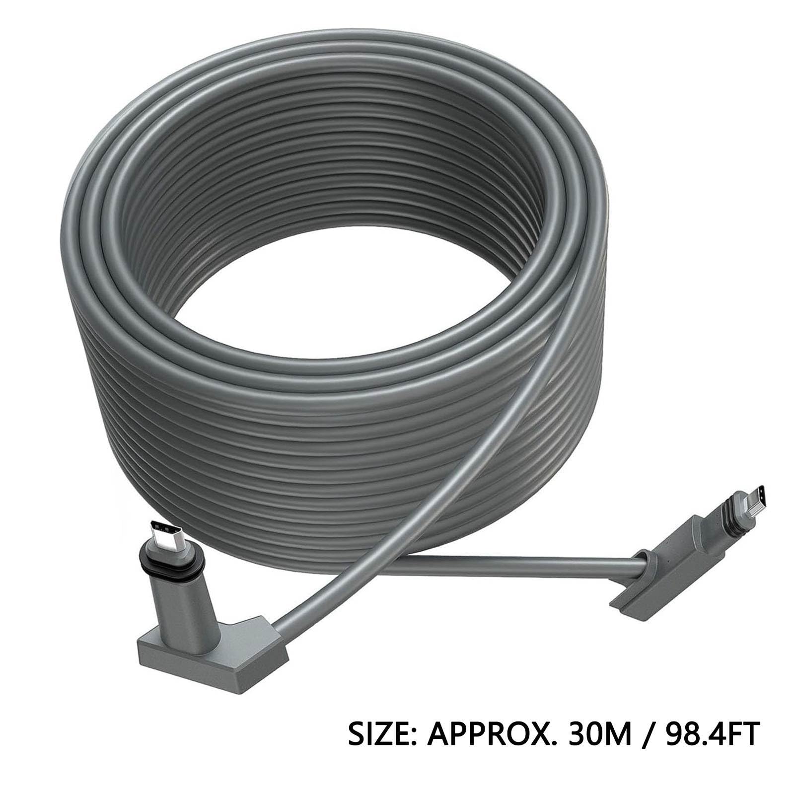 Câble satellite rectangulaire, Extension de Remplacement 30 M 98,4 Pieds Extérieurs Imperméable pour Intérieur Extérieur avec Bouchons d'extrémité de Protection pour le Routeur d'antenne V2
