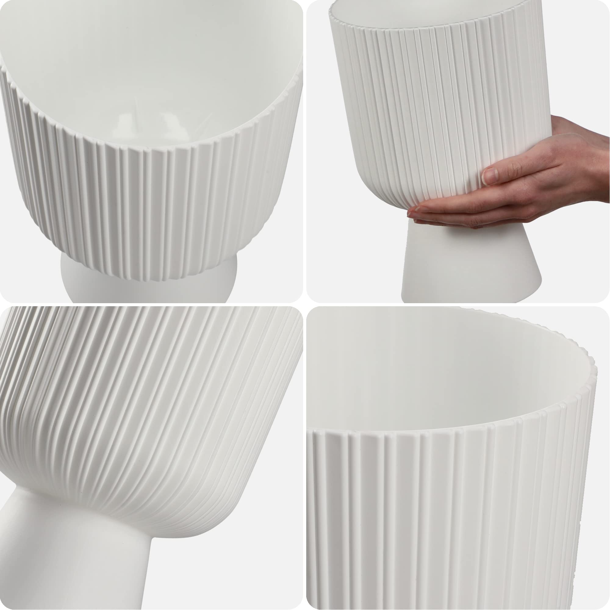 KADAX Macetero en forma de cáliz, maceta de plástico en 2 tamaños, maceta en 3 colores para balcón, terraza, alféizar de ventana, copa (18 cm, blanco)..