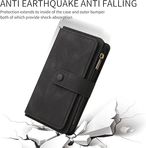 Miniatura 6 de Asuwish Funda de teléfono para Moto G Play 2021 con protector de pantalla de vidrio templado y correa para la muñeca de cuero con tapa para tarjeta