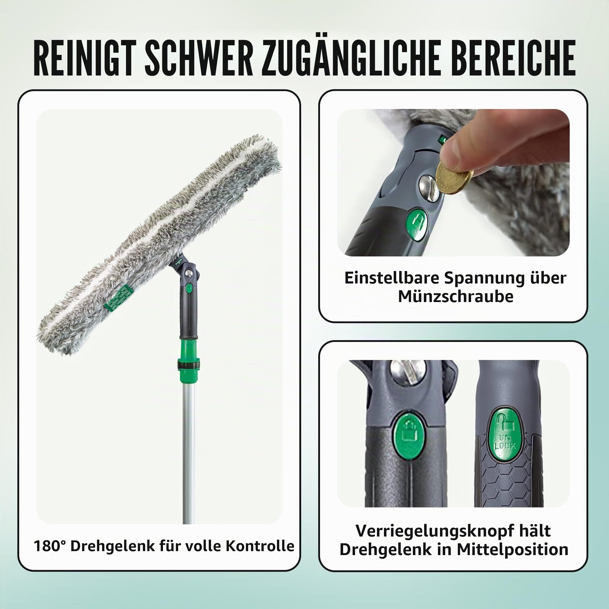 Unger NA350 ErgoTec Ninja Einwascher, Grau/Schwarzem, 35cm Größe