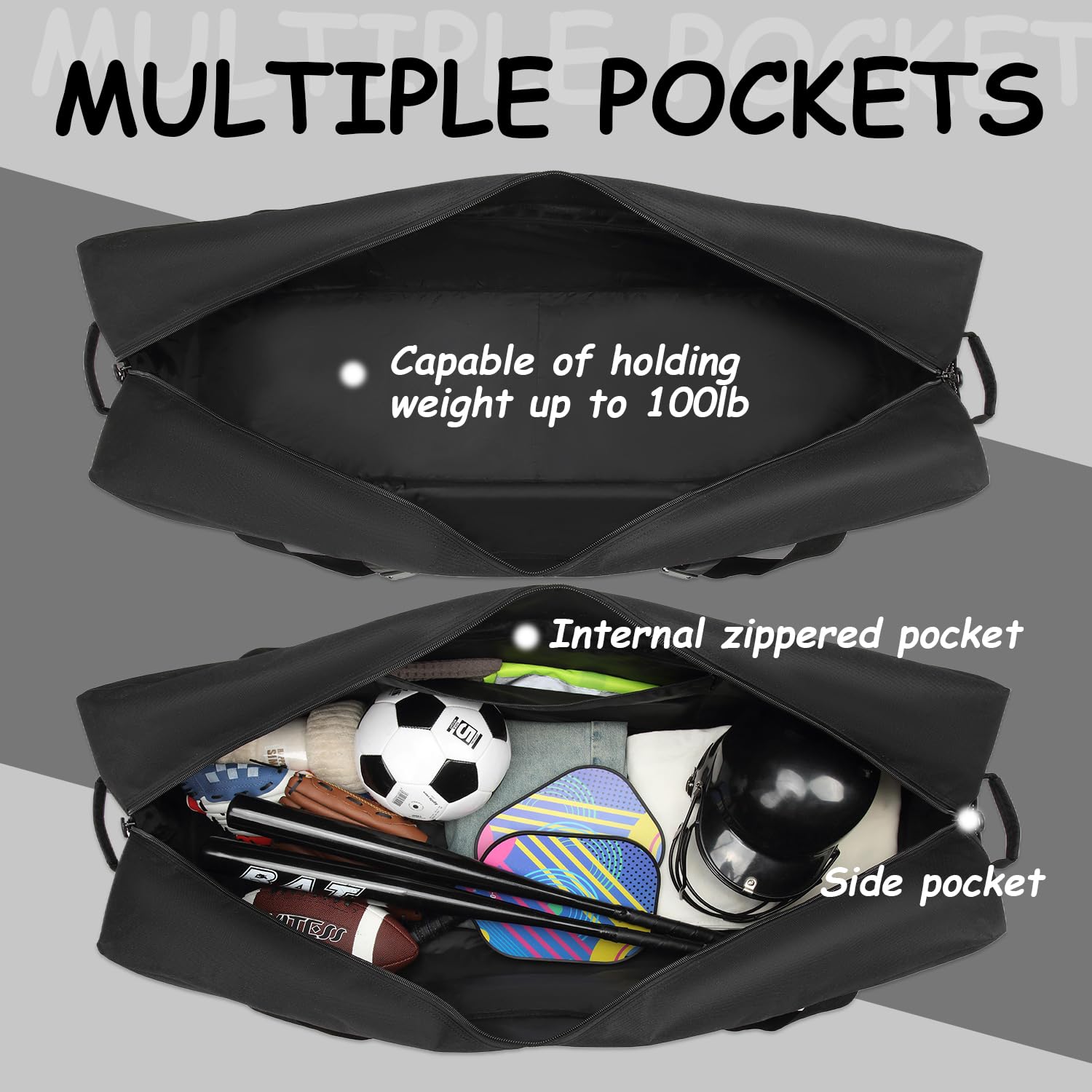 Borsa da viaggio da 125 l, grande borsa sportiva da uomo, borsa da allenamento, XXL, per sauna, fitness, weekender campeggio, Nero , sporttasche 125L, Classico