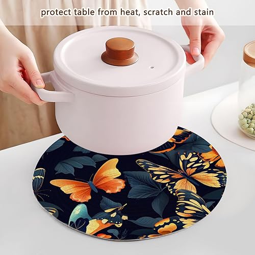 Miniatura 5 de 3 Pcs Trivet Blue Golden Theme Plant for Hot Pots and Pans 15in Cotton Thread Weave Heat Resistant Hot Pads for Crock Pot Kitchen Countertop