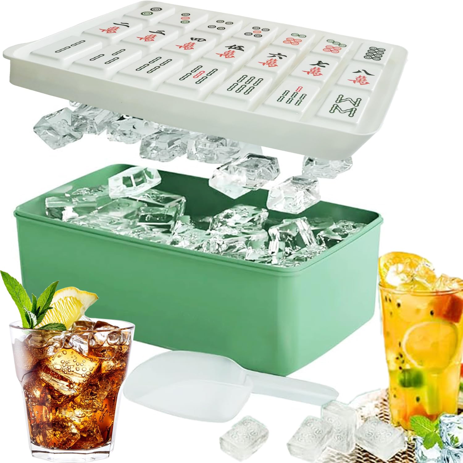 Amazon.com: Chinese Mahjong Ice Cube Tray with Lid and Bin