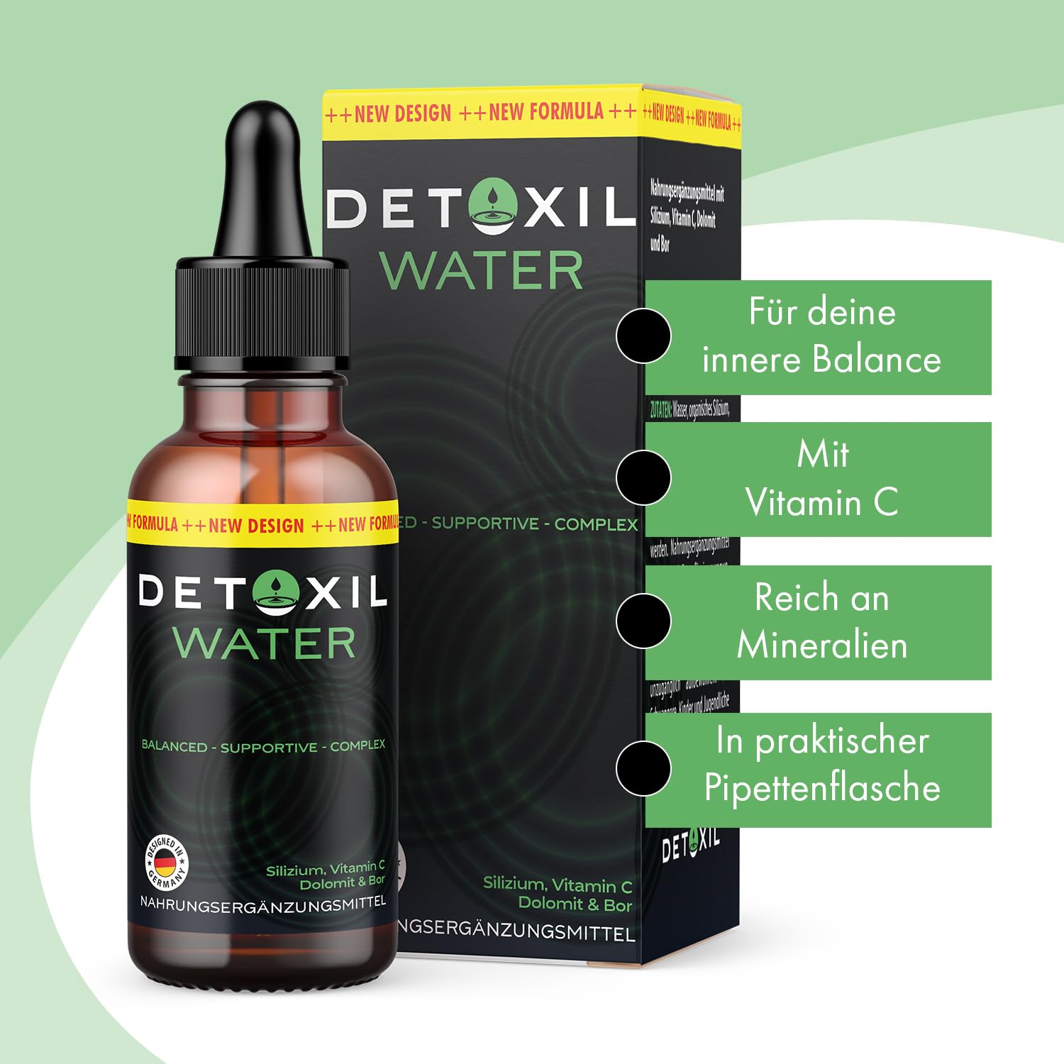 Detoxil Water Tropfen | mit Silizium und Vitamin C | einfache Anwendung | Inhalt 50 ml