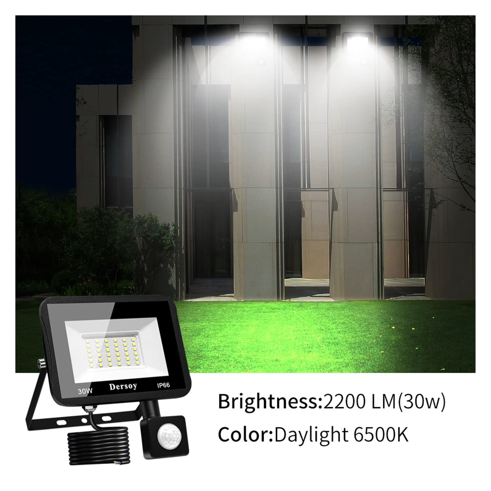 Naświetlacz LED, 3 0W LED Iluminacja IP66 Wodoodporne światło powodziowe oświetlenie na zewnątrz z Pir Czujnik ruchu ogrodowe ulicy Garden
