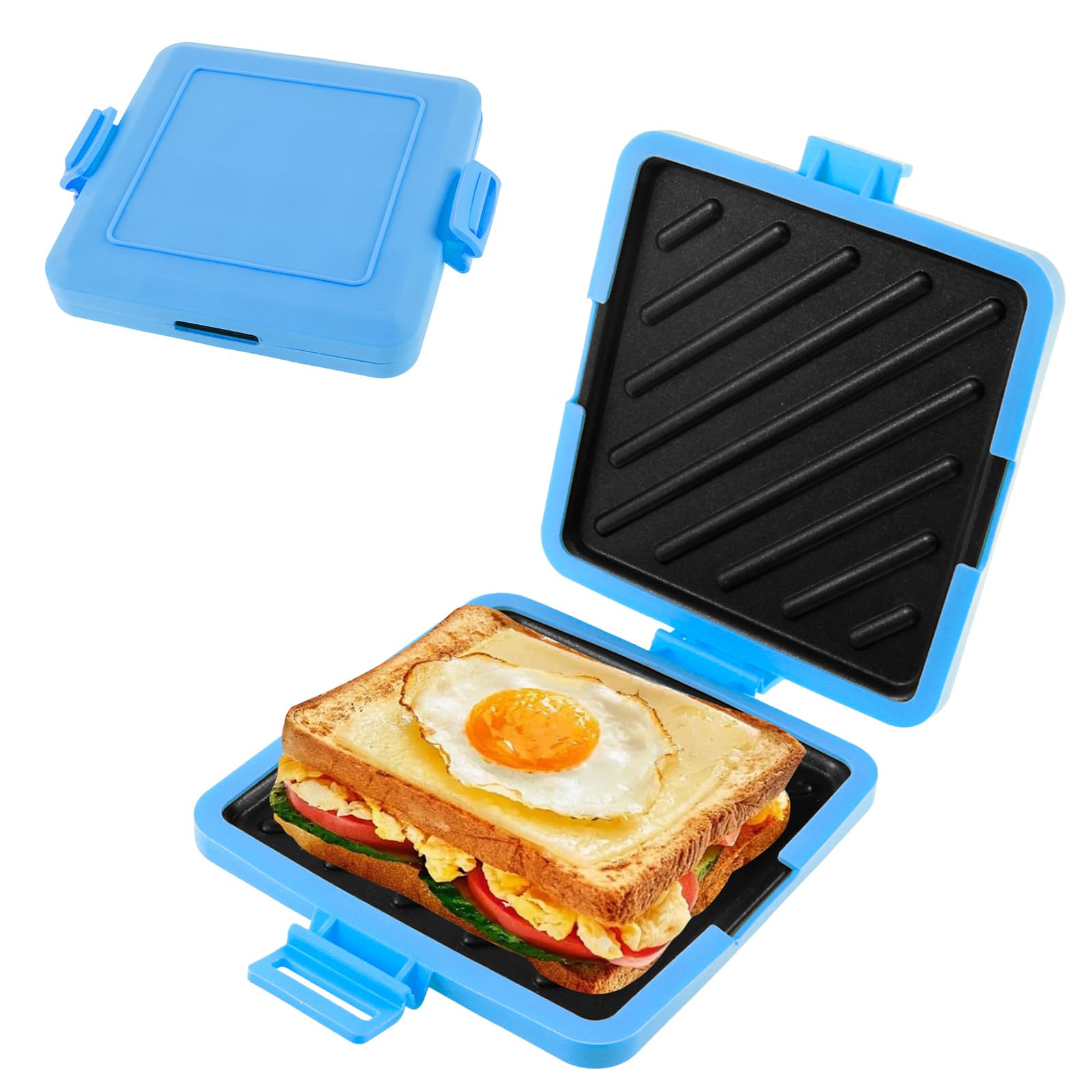Microwave Toastie Sandwich Maker, Wireless Toastie Maker, Silicone, Microwave Safe, Non-Stick Plates, Heatwave Technology for Cooking Delicious Crispy Sandwiches (Sky Blue)-image-37