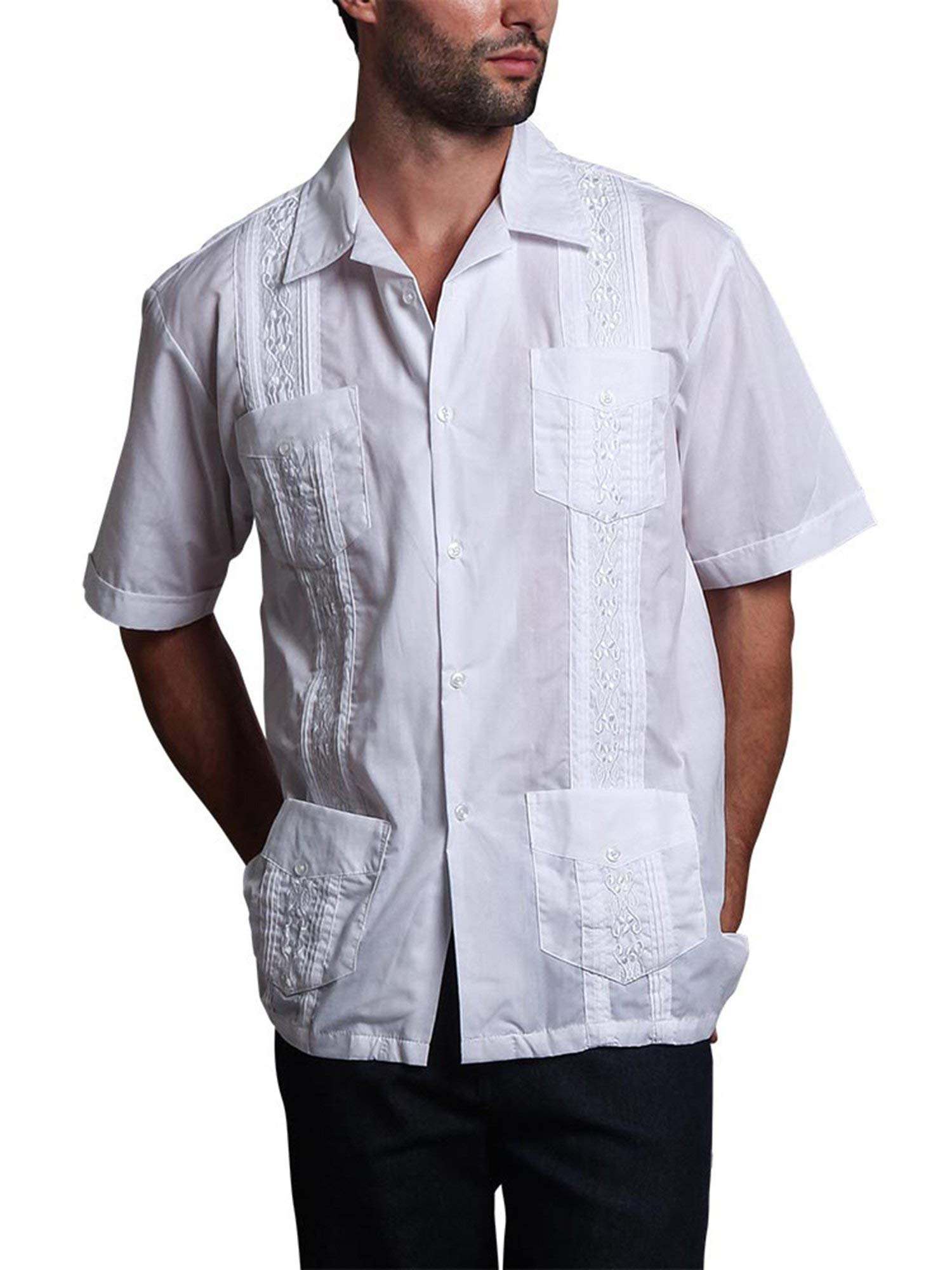 G-Style USAMen's Short Sleeve Cuban Guayabera Shirt