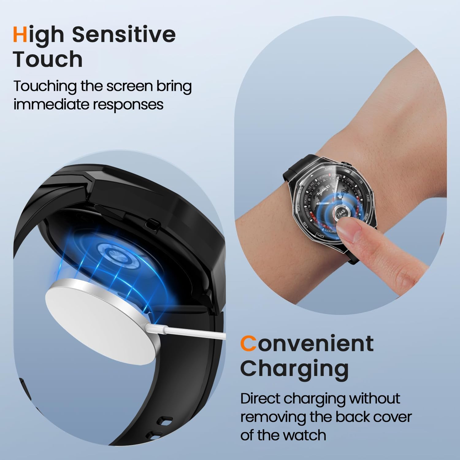 iVoler, 3-компонентный чехол с защитной пленкой для экрана часов Huawei Watch GT 5 Pro 46 мм, устойчивый к царапинам, ультратонкий мягкий защитный чехол из ТПУ, 2 прозрачных + 1 черный