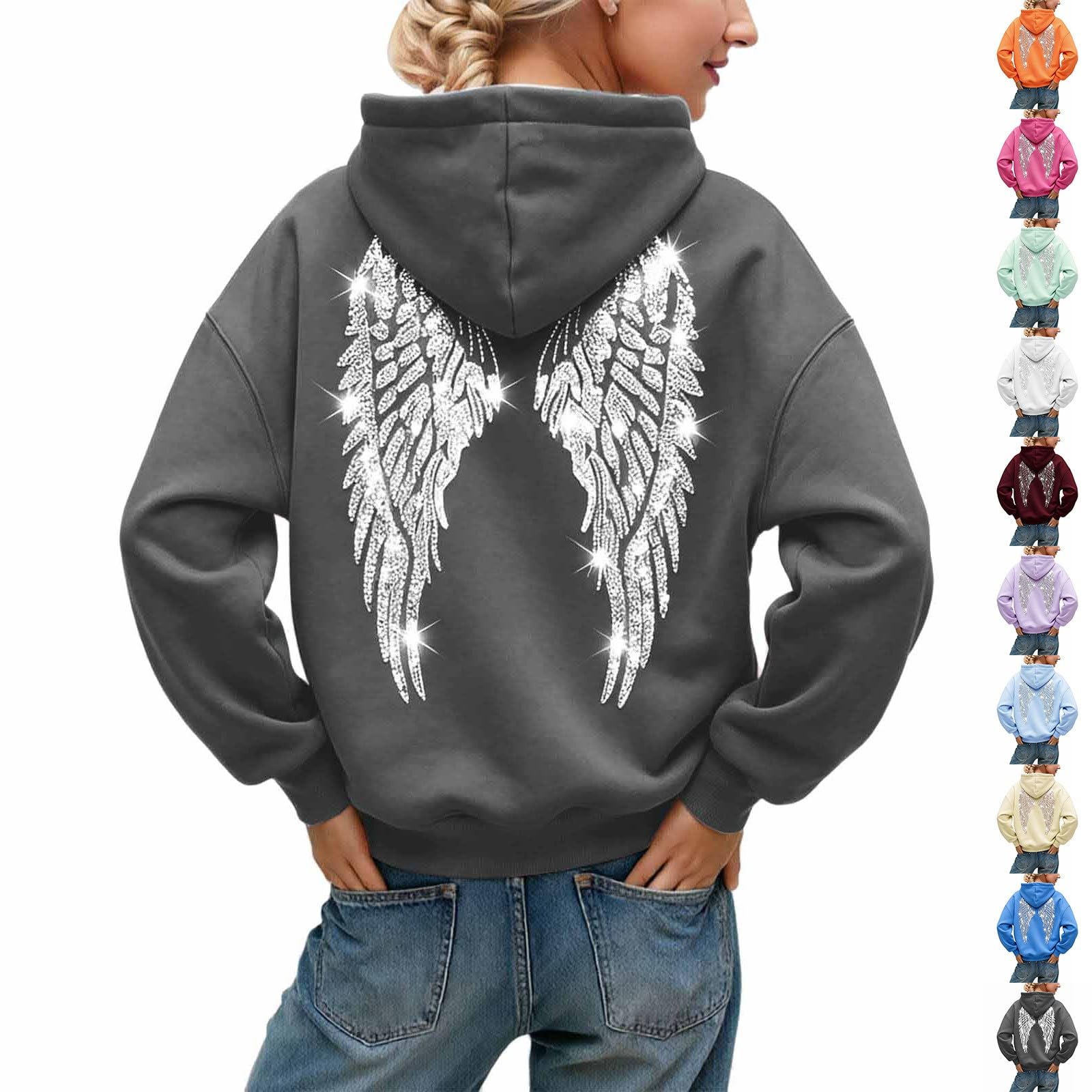 Hoodie - Sudadera con capucha para mujer, diseño de alas de ángel con