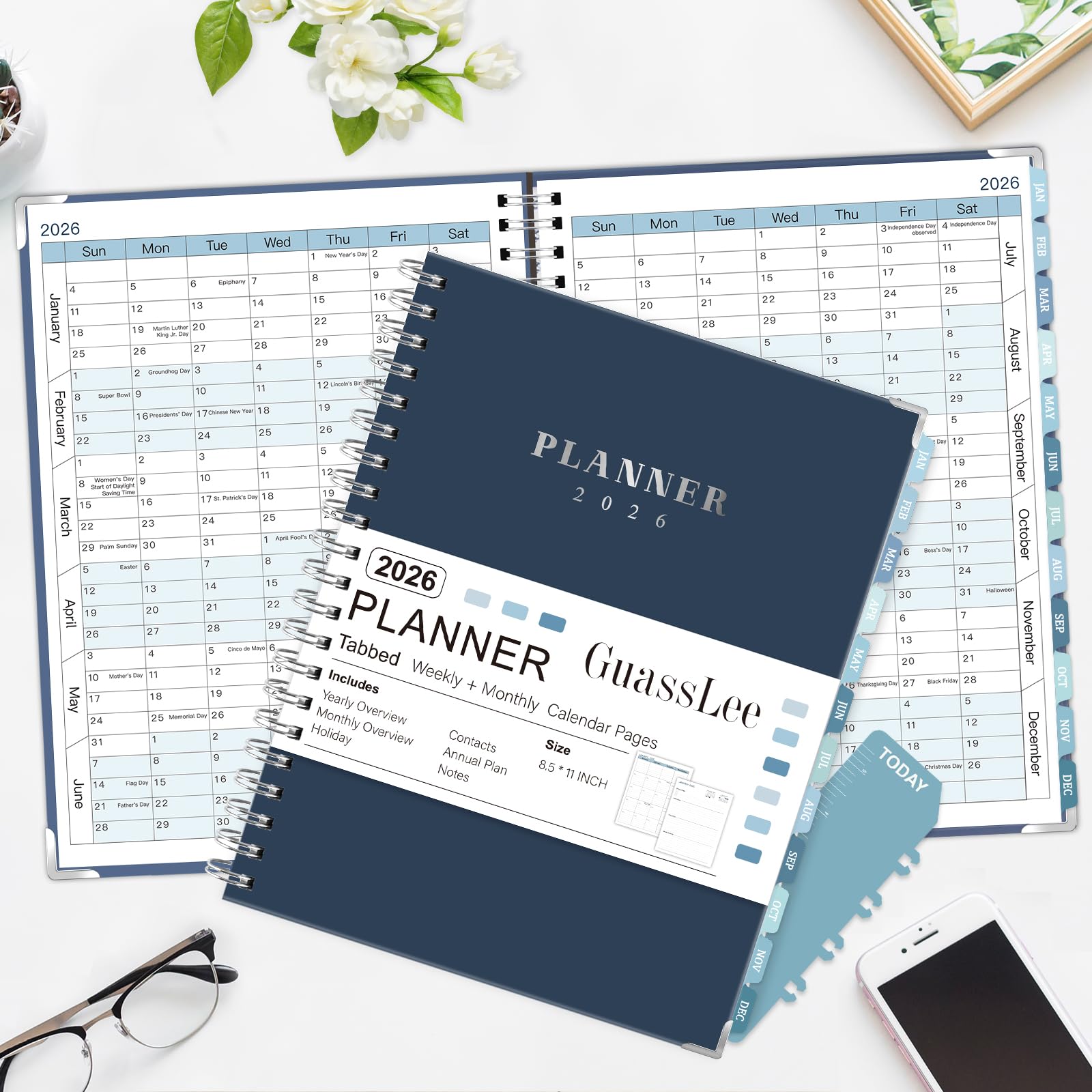 GuassLee Large 2026 Planner Weekly and Monthly Planner from January 2026-December 2026 8 5x 11 Calendar Agenda Book — view 2