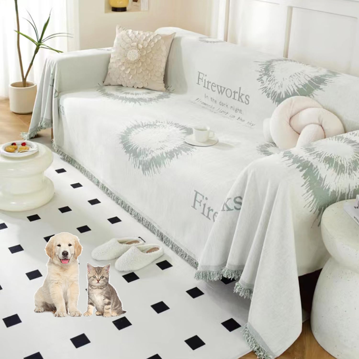 Housse de canapé sectionnelle en velours chenille pour salon chaleureux