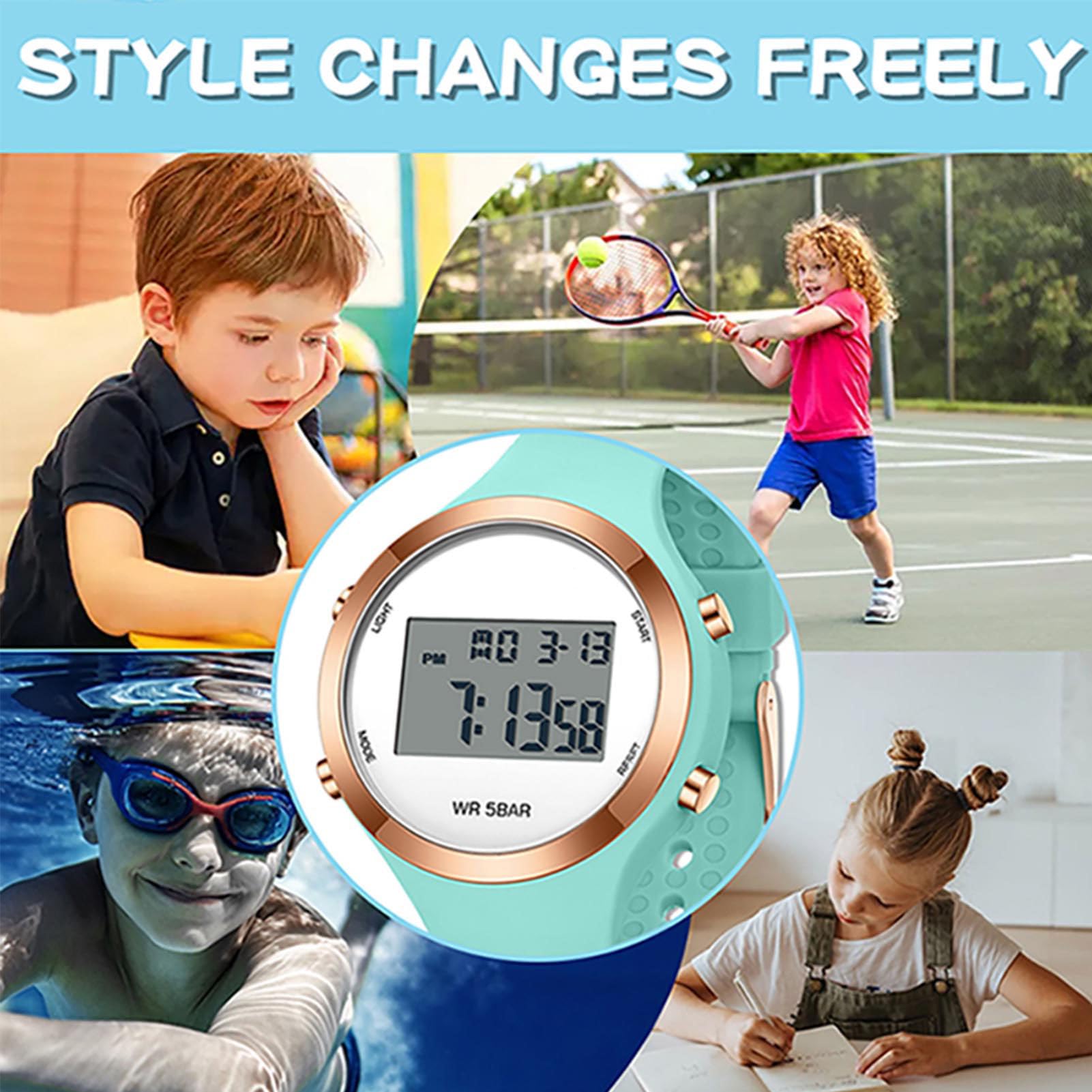 Reloj digital para mujer adolescente, niña, deporte, impermeable, reloj impermeable, reloj de pulsera para mujer con cronómetro, cuenta regresiva, alarma, formato de 12/24 horas con pantalla LED