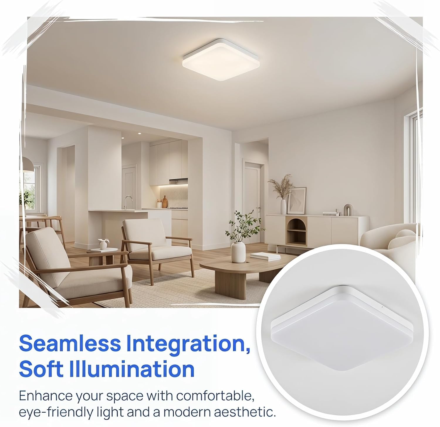 1PC Ceiling Light Diffuser, Acrylic Led Light Cover Replacement, Square Lamp Shade Diffuser Sheet for Fluorescent Ceiling Ligh·ts Fixtures, 8.84 x 8.84 Inch, White