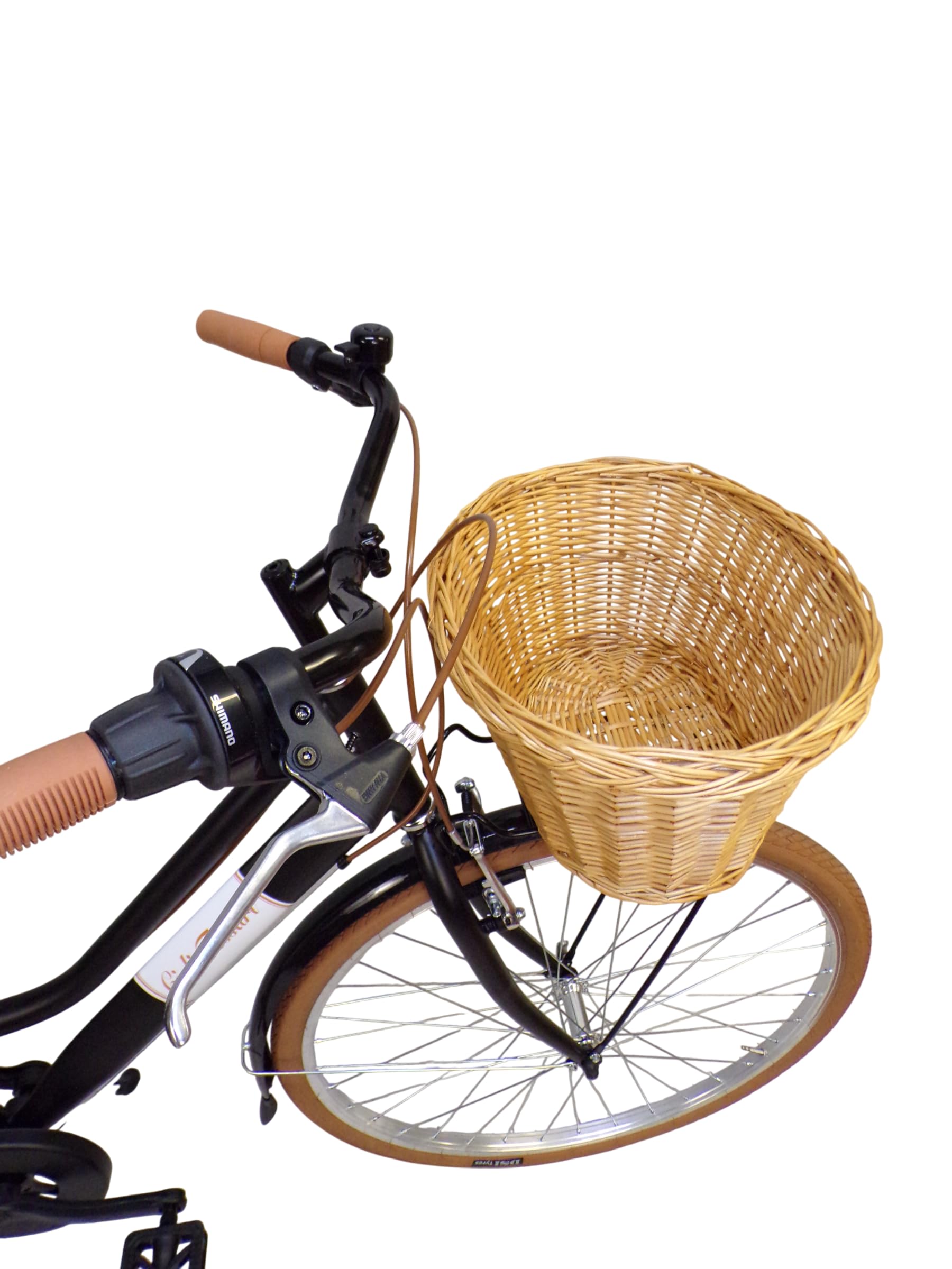 bicicletta donna bici da città city bike da passeggio 28'' con cambio vintage retro' con cesto in vimini anteriore e posteriore