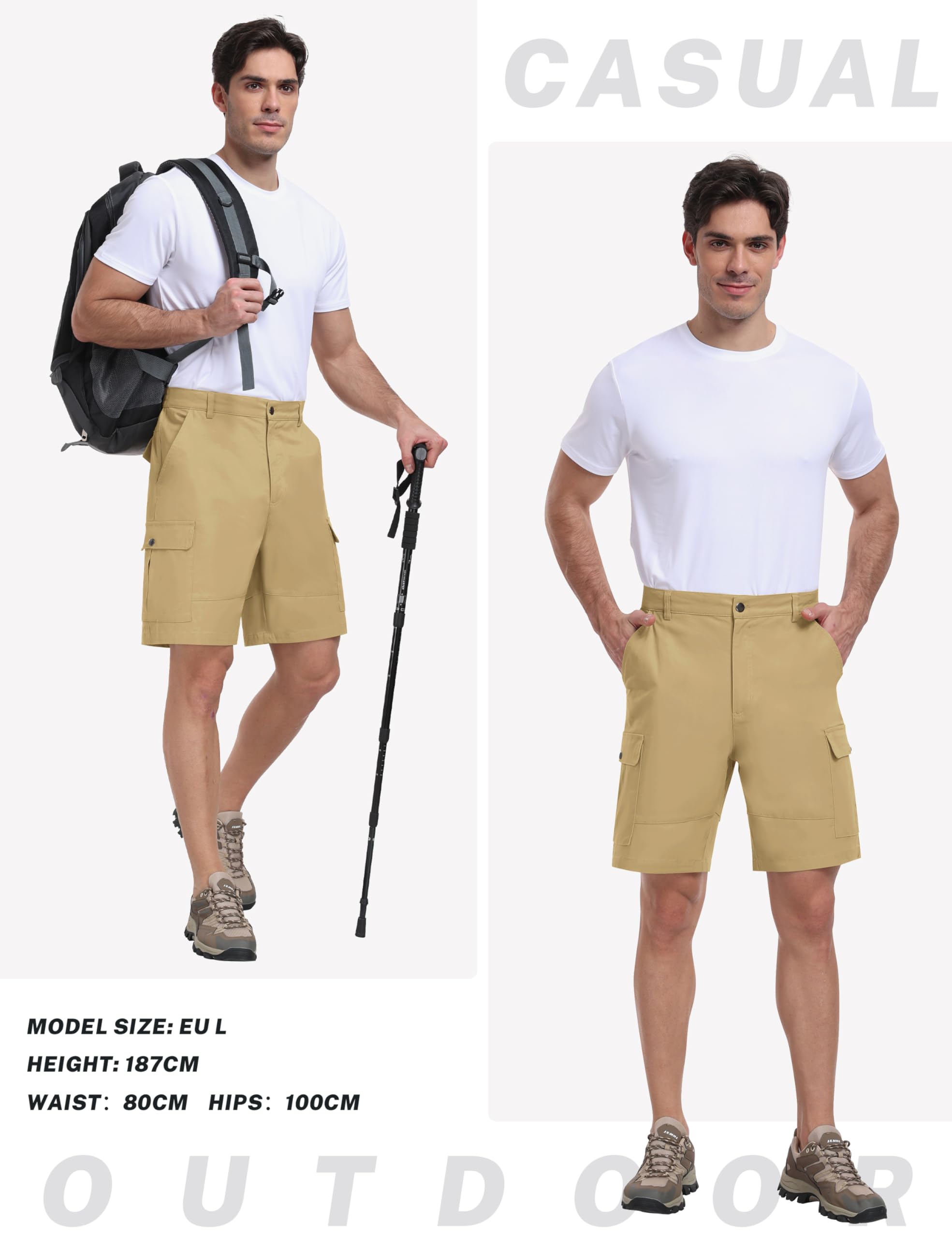 JINSHI Pantaloncini Cargo Uomo Cotone Shorts Bermuda Estivi Leggeri Lavoro Pantaloni Corti Sportivi da Escursionismo con Multi-Tasche