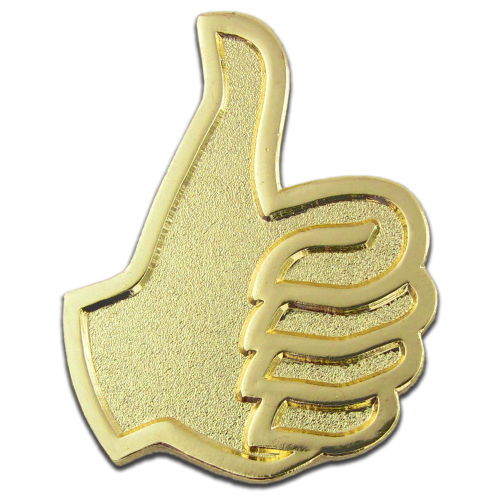 PinMartGold Plated Thumbs Up Job Well Done Good Work Lapel Pin