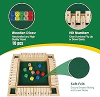 Vista 5 de GOTHINK Juego de dados Shut The Box para 1-4 jugadores, mesa de madera de 11.5 pulgadas con 10 dados - Habilidades matemáticas y de decisión