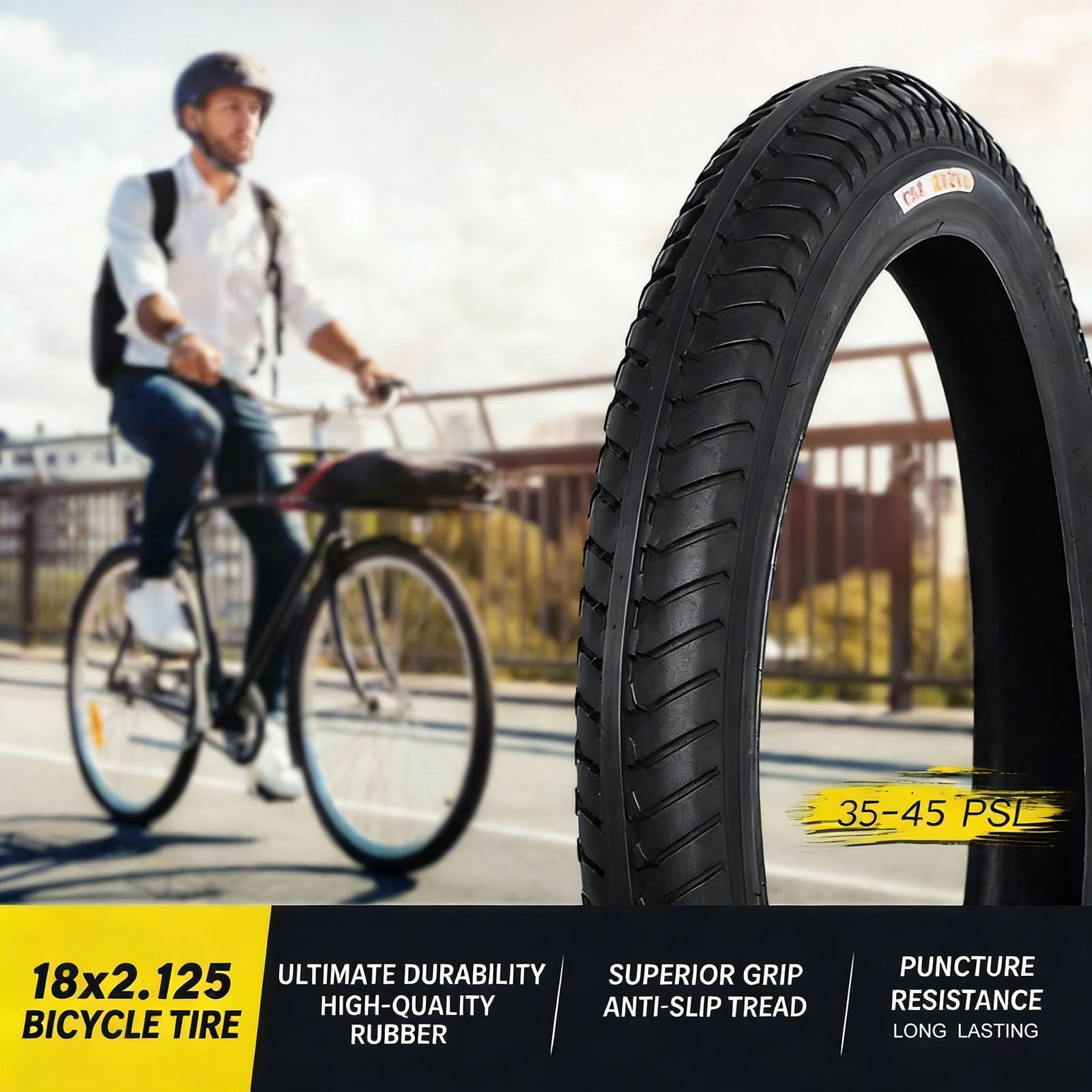 2PCS 18x2.125 Opona Rowerowa 35-45 PSI, Odporna na Przebicia i Zużycie, z Grubą Ścianką do Jazdy po Terenie, Górach i Mieście