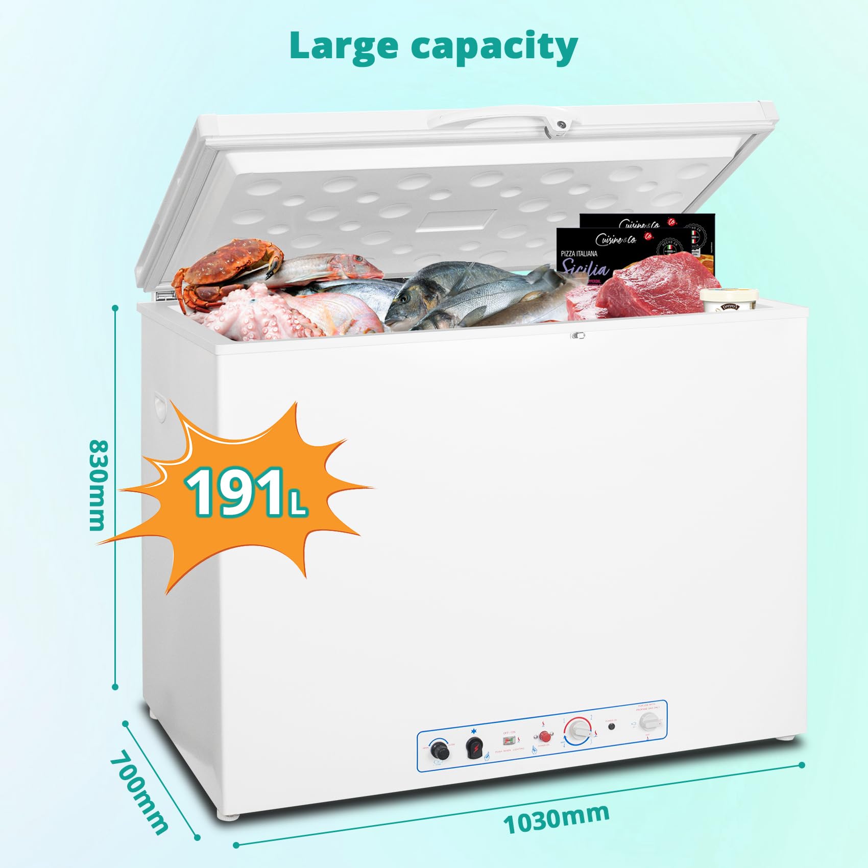 SMETA Gas Frigorífico Congelador 2 Vías Frigorífico Congelador 240V Propano para Autocaravana Caravana Garaje Autocaravana 200L Blanco con Cerradura -12°C-0°C