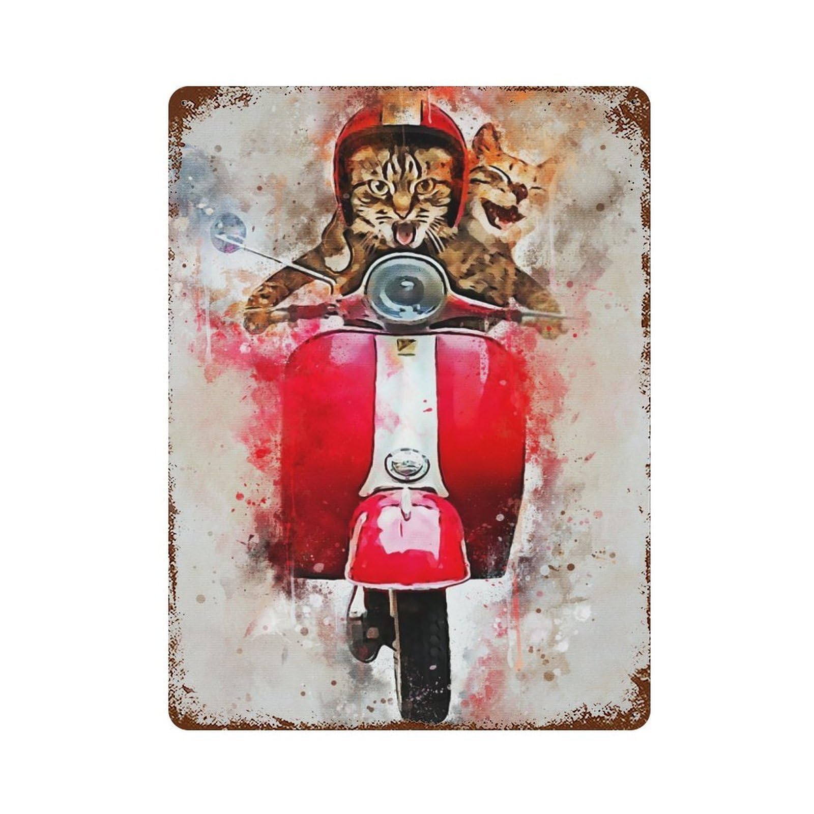 Rust Effect Funny Cat Rusty Metal Tin Sign 15.7"x11.8", Rustic Home Decor for Living Room, Hallway And Home Decor