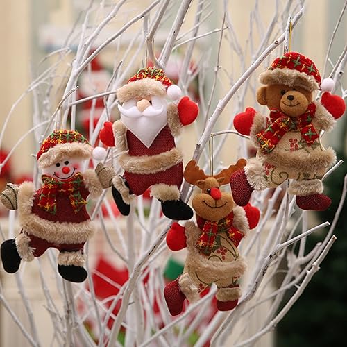 Miniatura 4 de 8 adornos de peluche de Navidad, decoración colgante de Navidad, Papá Noel, muñeco de nieve, reno, oso, muñeca, adornos de árbol de Navidad para