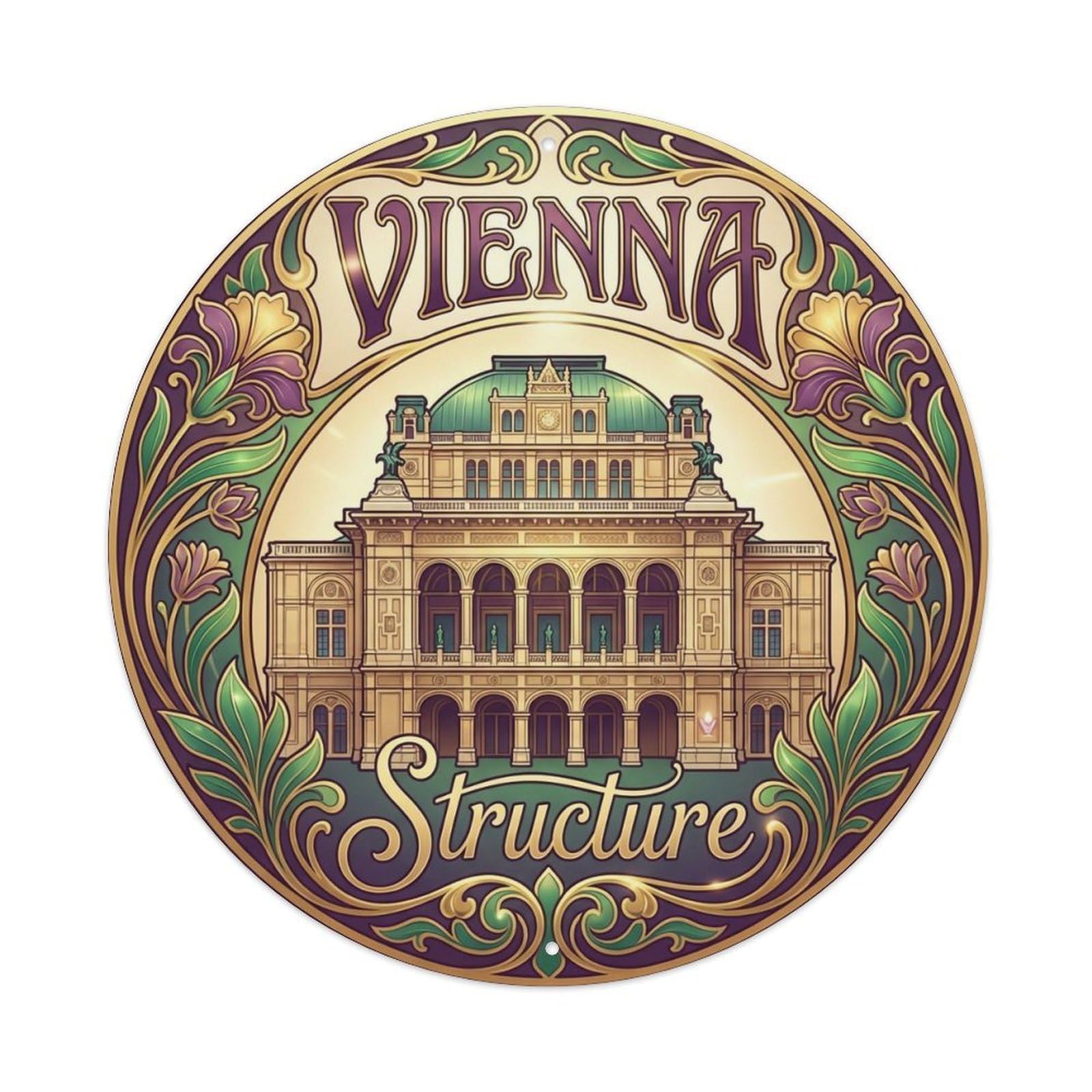 Yrnq 8X8inch Vintage Style Vintage Travel Vienna Austria Landscape Metal Tin Sign