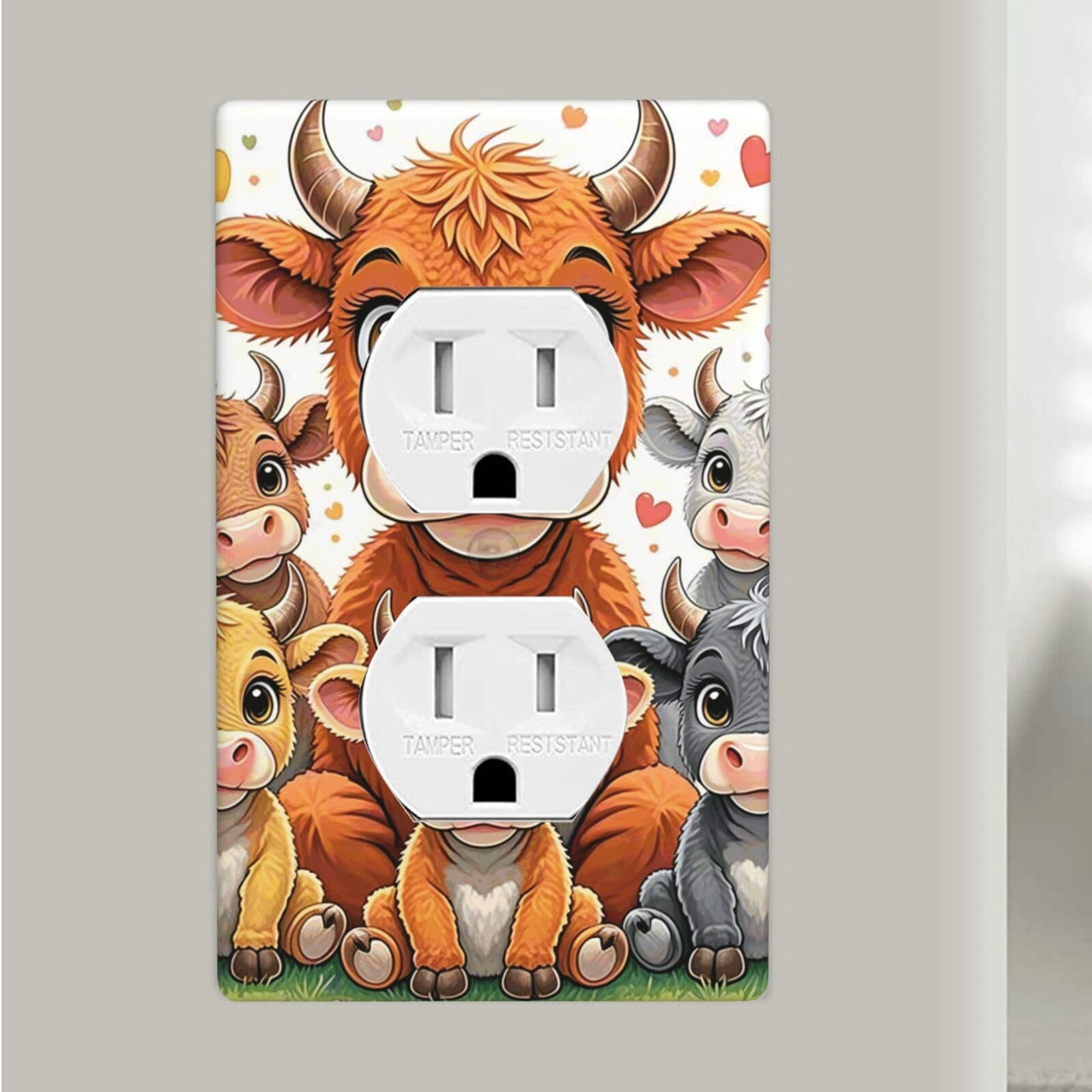 Cow Duplex Outlet Covers Wall Plates 1-Gang Switch Outlet Electrical Cover Plate Unbreakable Polycarbonate Switchplate Cover Faceplate For Bathroom Kitchen Home Decor