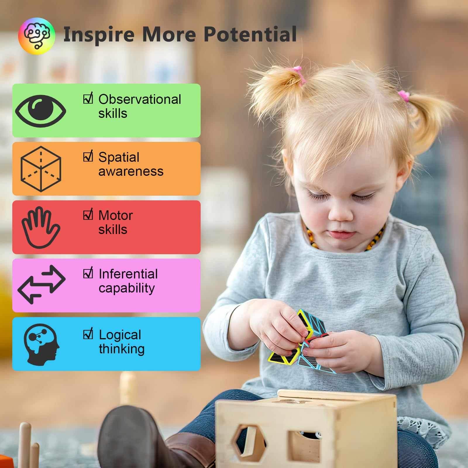 Vdealen Speed Cubo Magico Piramide Magic Cube, Liso Pyramid Cubo de Velocidad para Principiantes y Usuarios Avanzados, Triangle Cube Regalo para Niños Adolescentes Adultos(Fibra de Carbono)