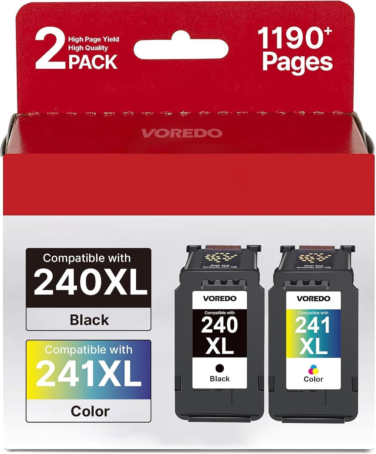 PG-240XL/CL-241XL Ink Cartridges for Canon 240XL 241XL Combo Pack | Compatible with Canon PIXMA MG3620 MG3600 MG3520 TS5100 TS5120 MG3120 MG3520 MX472 MX452 MX512 MX532 Printer (2 Pack)