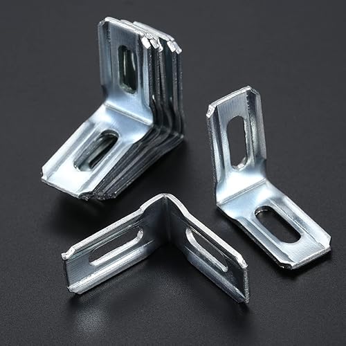 Miniatura 9 de dophee 20 soportes de esquina de metal en forma de L de 90 grados con cubierta de plástico, junta de esquina en ángulo recto para estantes, muebles